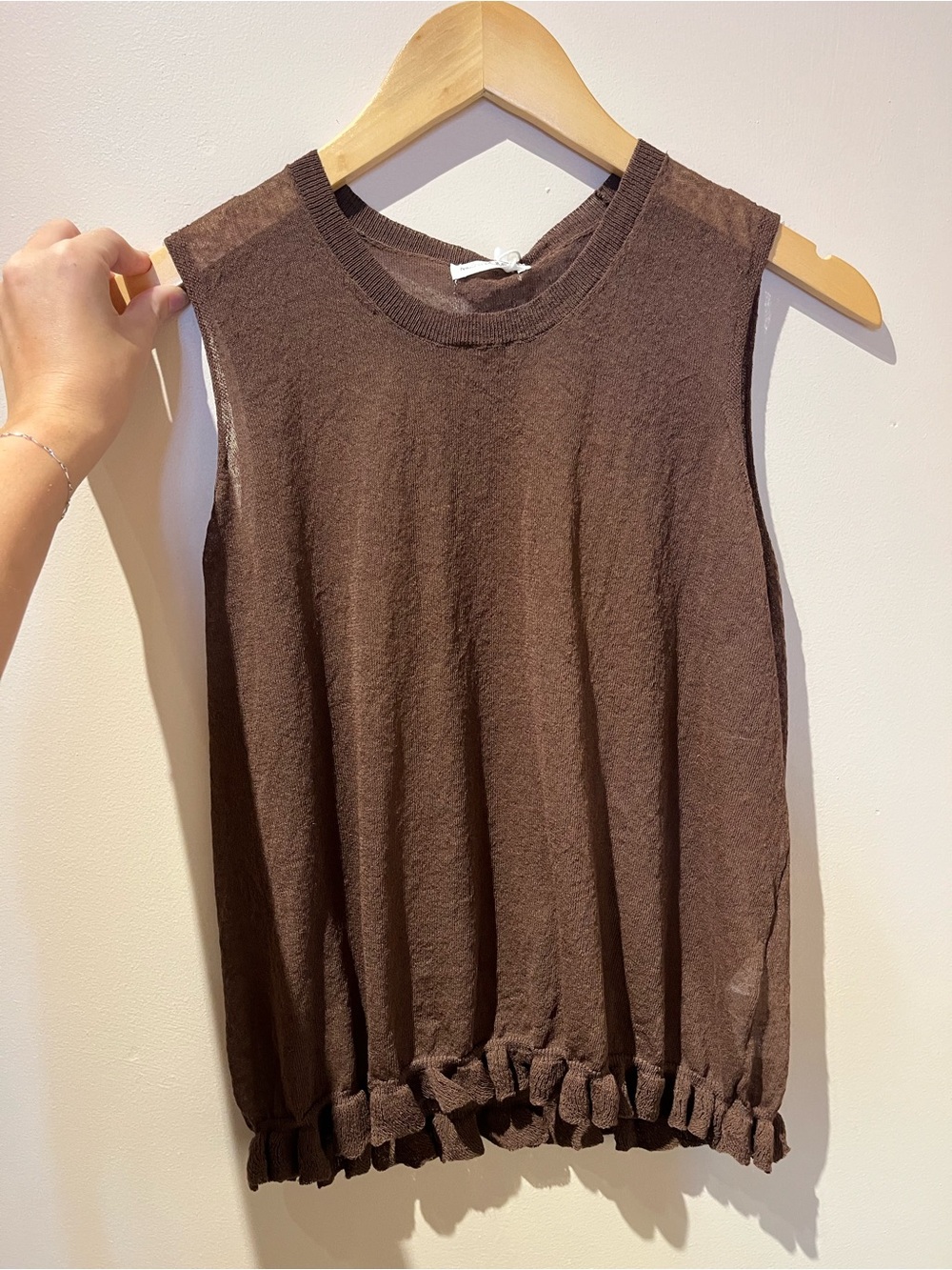 Mus & Bombon Sleeveless Brown Knit Top, Lightweight